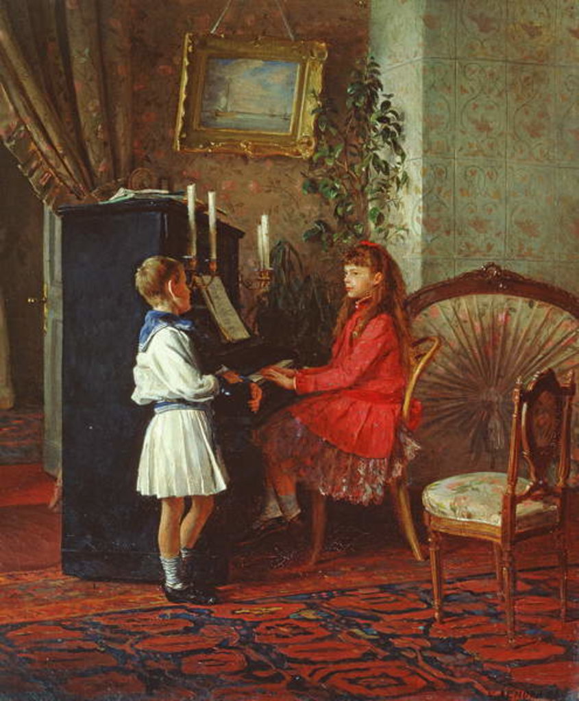 Detail of Children at the Piano, 1886 by Kirill Vikentevich Lemokh