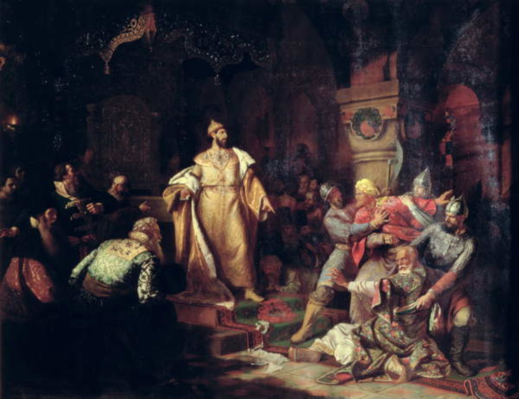 Detail of Tsar Ivan III Tearing the Deed of Tatar Khan, 1862 by Nikolai Semenovich Shustov