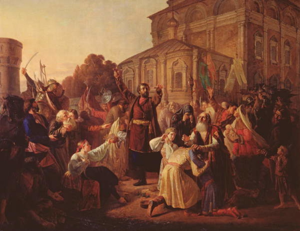Detail of Minin appealing to the Novgorodians in 1611, 1861 by Mikhail Ivanovich Peskov