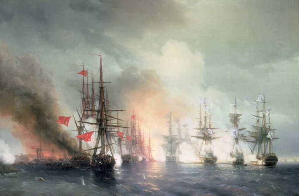Detail of Russian-Turkish Sea Battle of Sinop on 18th November 1853, 1853 by Ivan Konstantinovich Aivazovsky