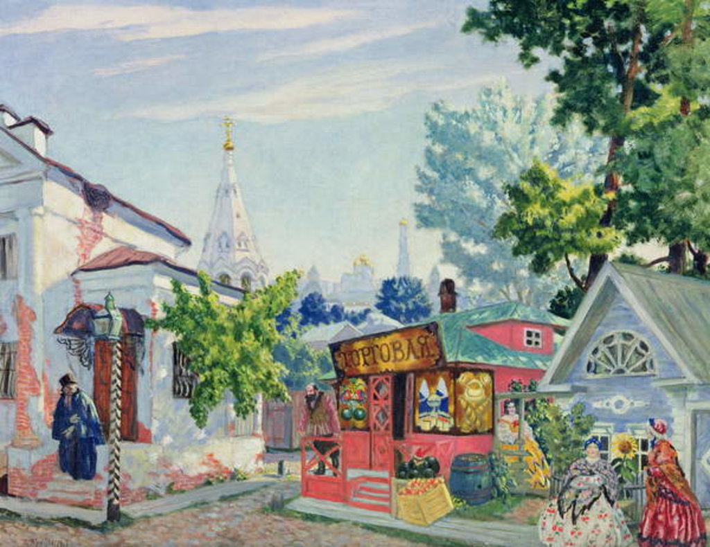 Detail of Stage design for the Ostrovsky's play 'The easy money', 1917 by Boris Mikhailovich Kustodiev