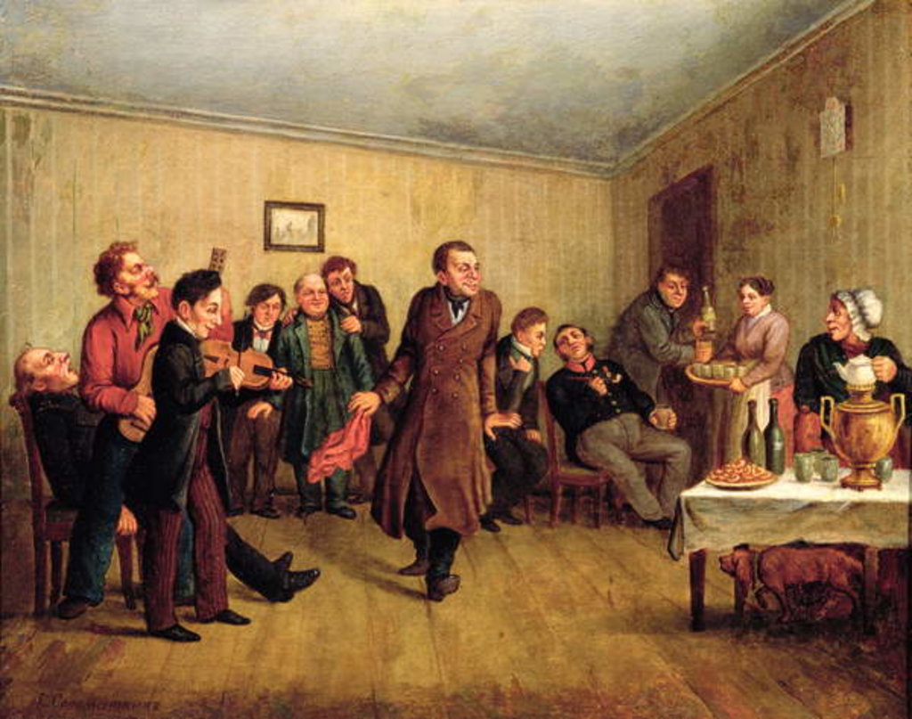 Detail of A merchant's evening party by Leonid Ivanovich Solomatkin