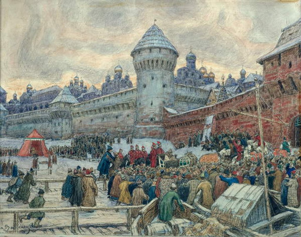 Detail of Ancient Moscow, departure after a fight by Apollinari Mikhailovich Vasnetsov