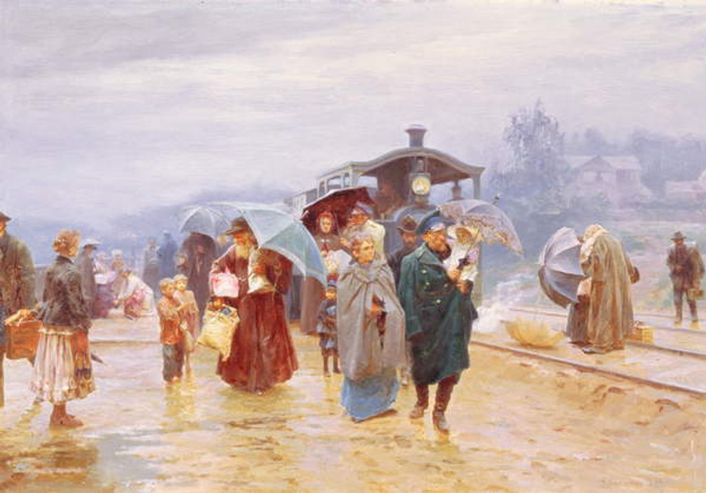 Detail of The Train has arrived, 1894 by Nikolaj Alekseevich Kasatkin