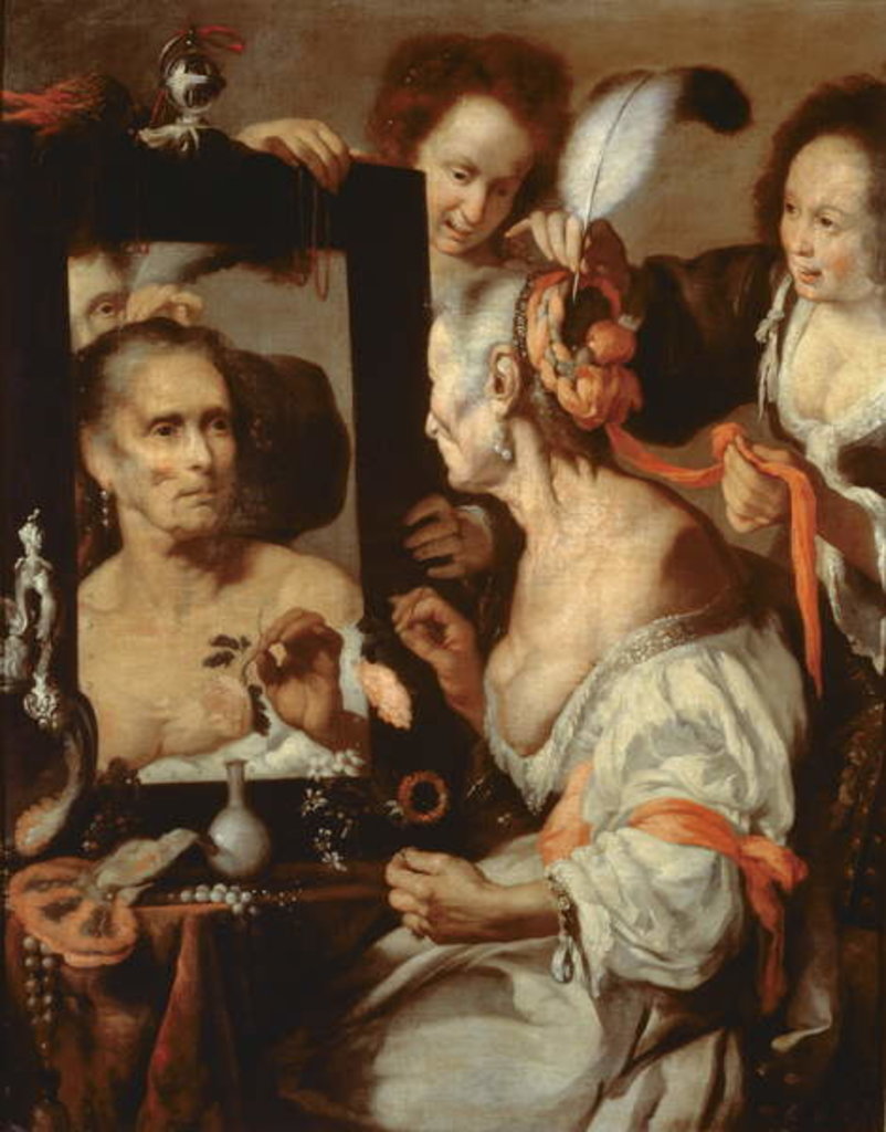 Detail of Old Coquette by Bernardo Strozzi