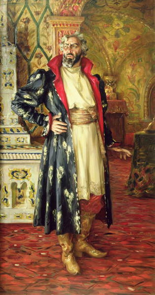 Detail of Portrait of Feodor Chaliapin as Boris Godunov 1916 by Nikolay Vassilyevich Kharitonov