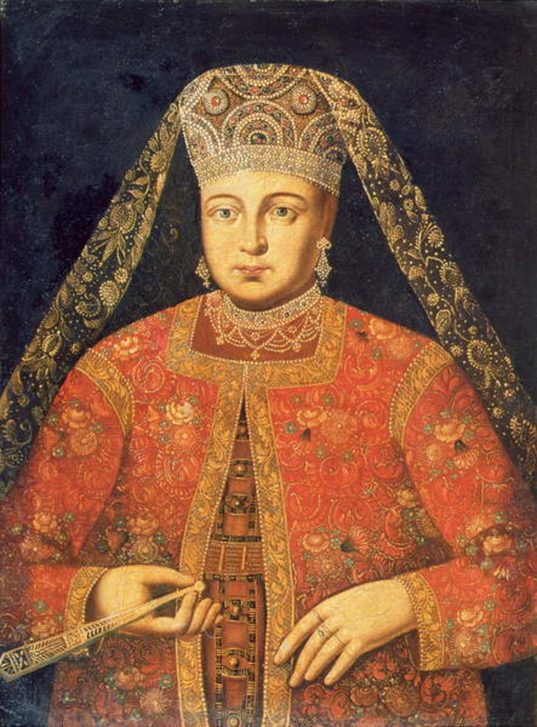 Detail of Portrait of Tsarina Marfa Matveyevna by Russian School