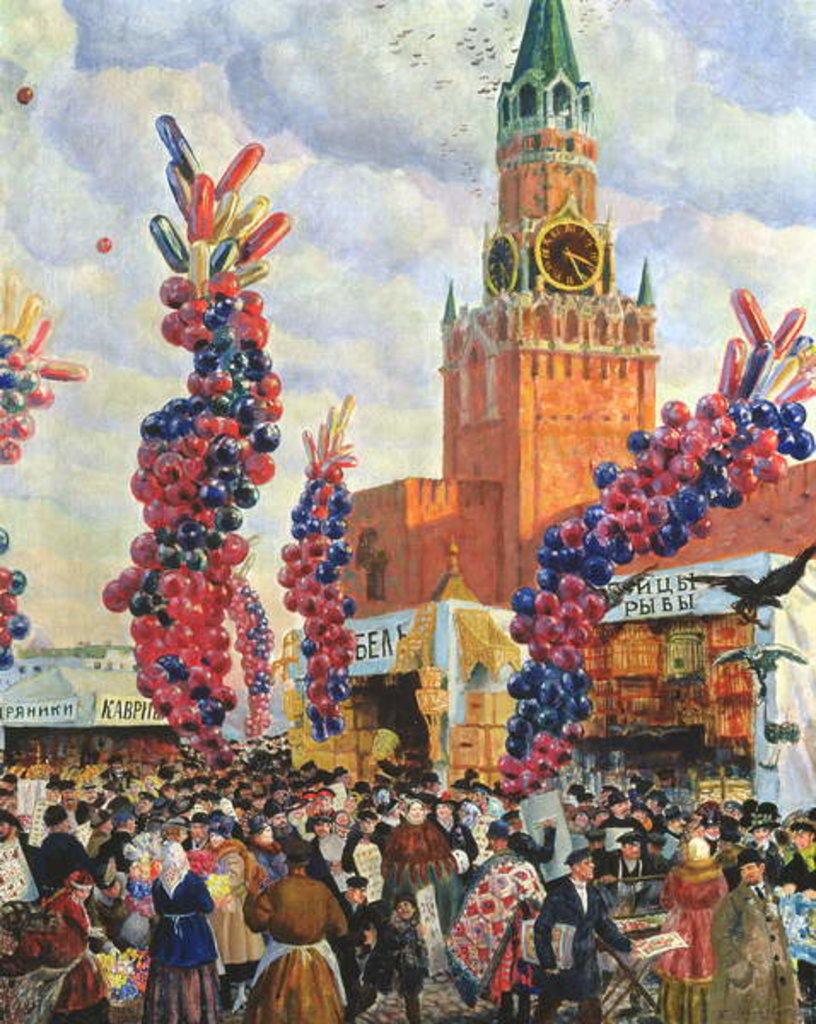 Detail of Easter Market at the Moscow Kremlin, 1917 by Boris Mikhailovich Kustodiev