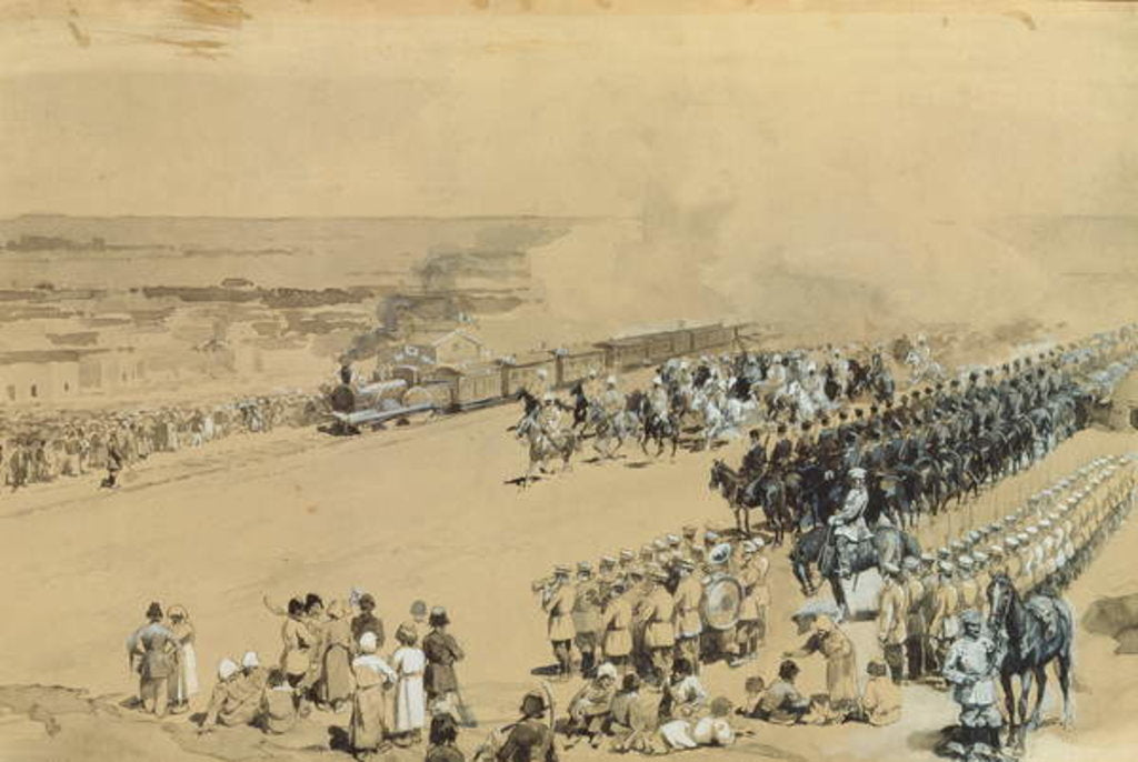 Detail of The First Train, 1883 by Konstantin Apollonovich Savitsky