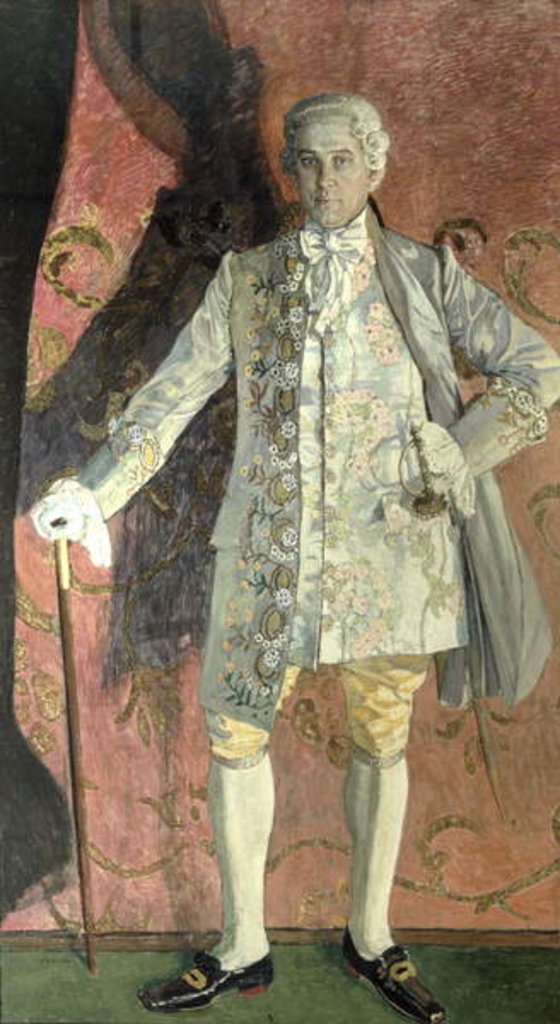 Detail of Portrait of Dmitry Smirnov as Chevalier des Grieux in Jules Massenet's opera 'Manon', 1909 by Aleksandr Jakovlevic Golovin