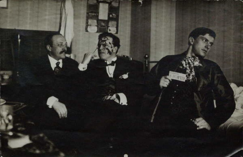 Detail of Vladimir Mayakovsky with David Burlyuk and Andrei Shemshurin, 1914, Moscow by Russian Photographer