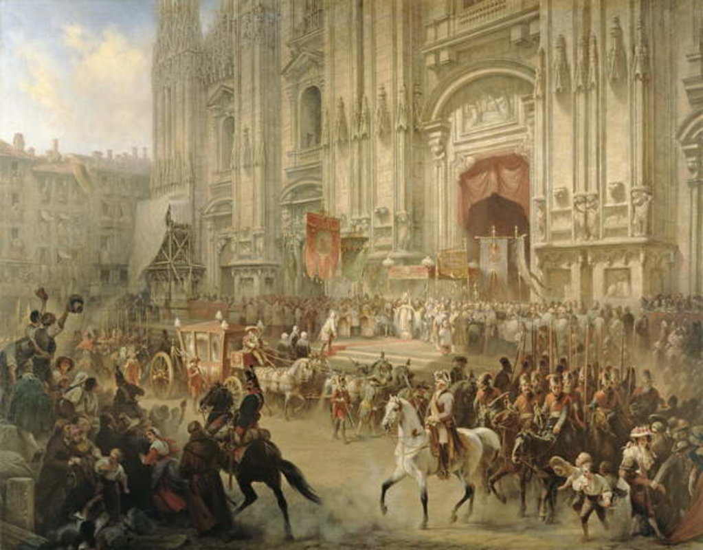 Detail of Ceremonial reception of Field-marshal Alexander Suvorov in Milan in April 1799, c.1850 by Adolf Jossifowitsch Charlemagne