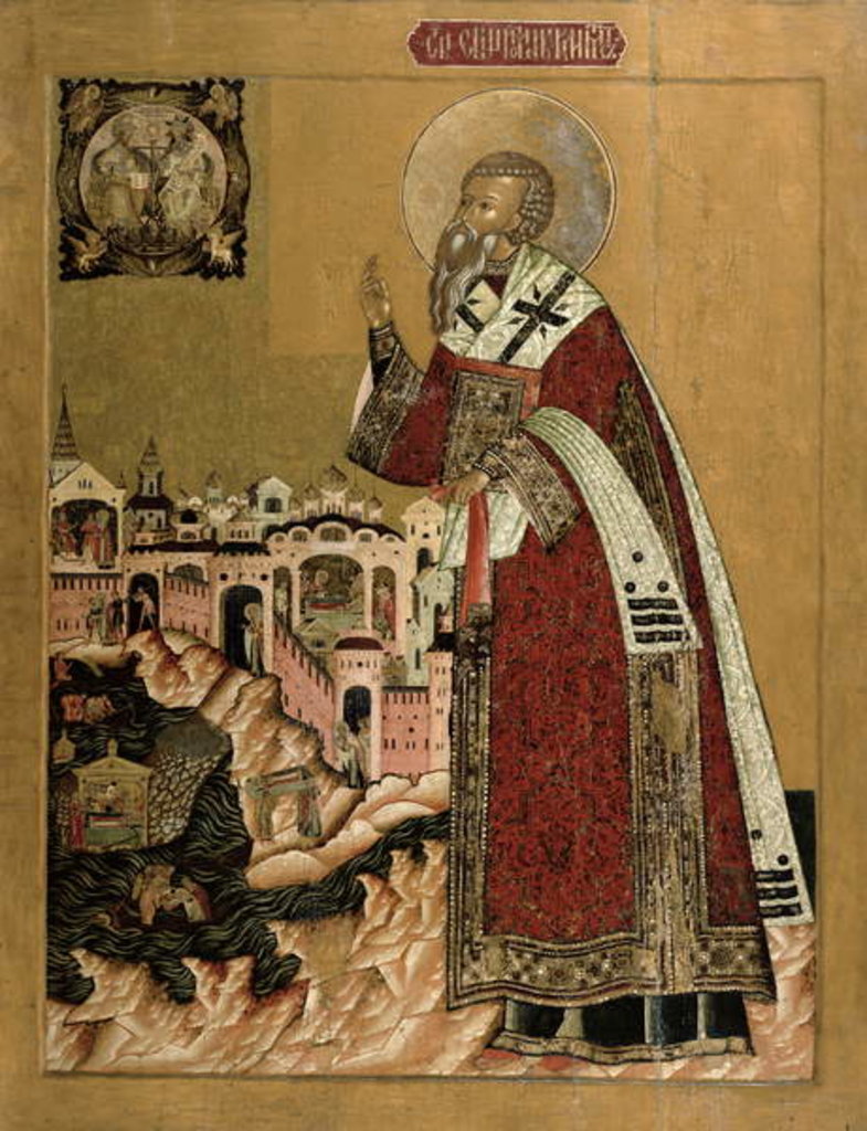 Detail of Pope Klemens with scenes from his life by Russian School