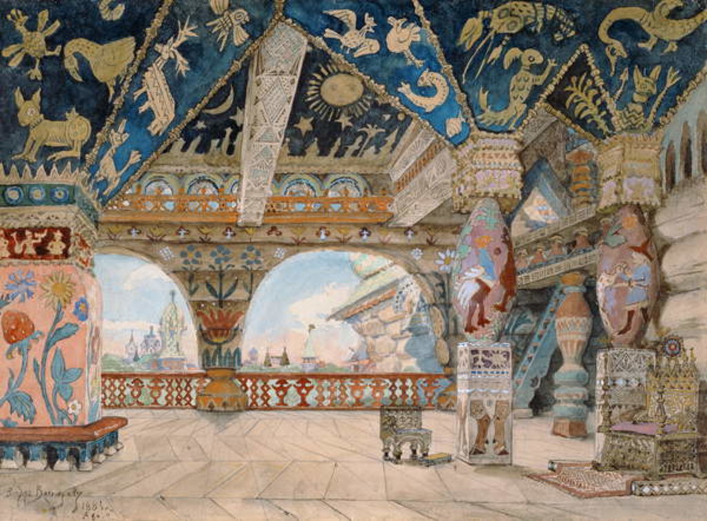 Detail of Stage design for Nikolai Rimsky-Korsakov's opera 'The Snow Maiden', 1883 by Victor Mikhailovich Vasnetsov