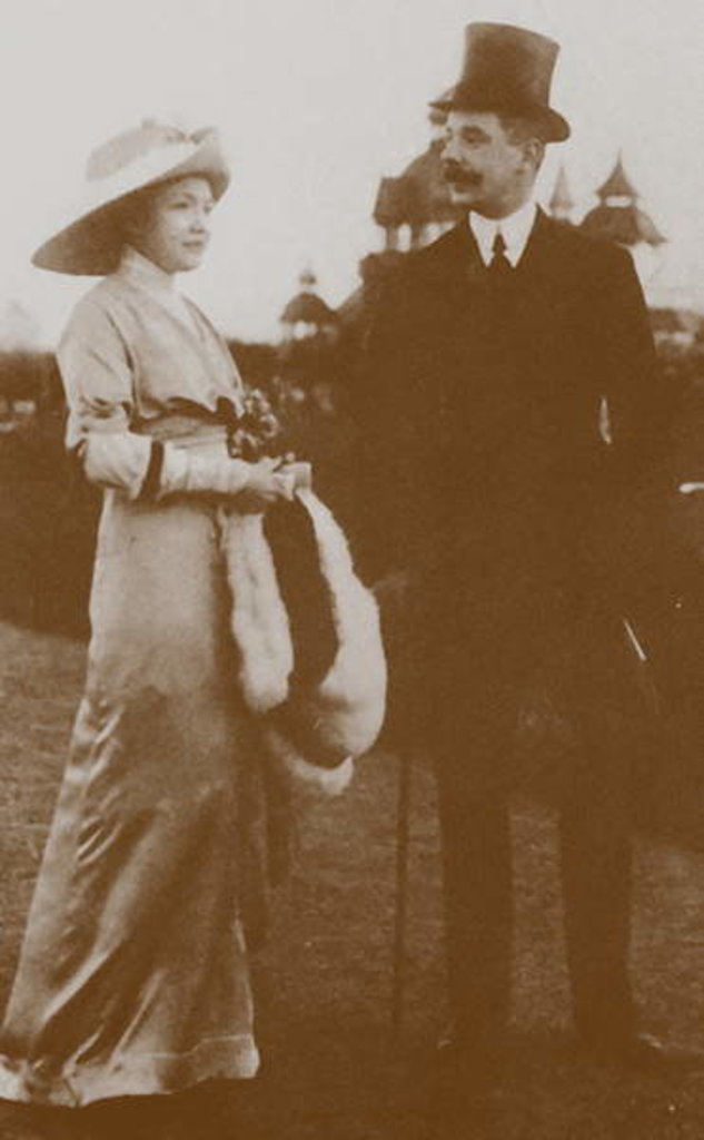 Detail of Moura Budberg with her first husband, Djon von Benckendorff, at the Berlin Horse Races, 1913 by Anonymous