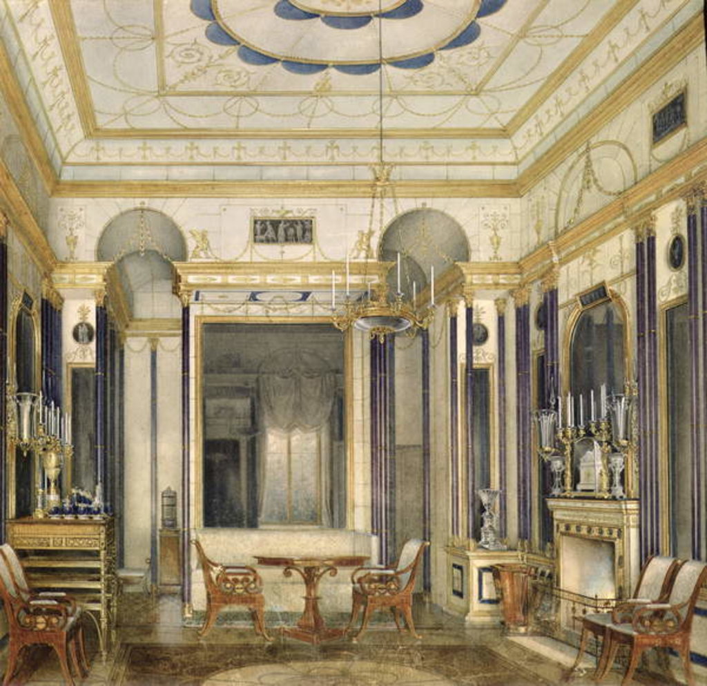 Detail of The Drawing Room of the Empress Maria Alexandrovna in the Great Palais in Tsarskoye Selo by Eduard Hau