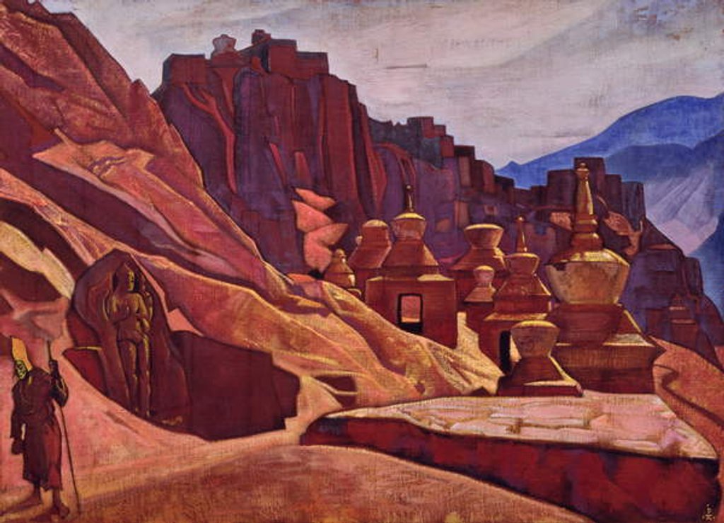 Detail of The Bonpo monastery in Tibet, 1925 by Nicholas Roerich