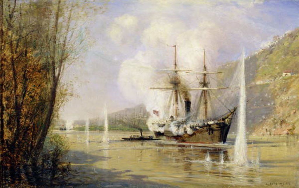 Detail of The Russian Destroyer 'Shutka' attacking a Turkish ship on the 16th June 1877 by Aleksei Petrovich Bogolyubov