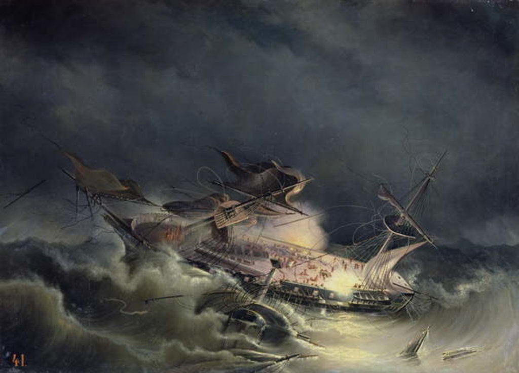 Detail of The disaster of the Liner Ingermanland at Shagerrake near Norway on the 30th August 1842, 1843 by Konstantin Vassilyevich Krugovikhin