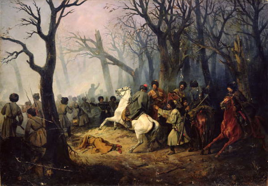 Detail of The Death of General Sleptsov in the Caucasus, 10th December, 1851 by Vasili Nikolayevich Maxutov