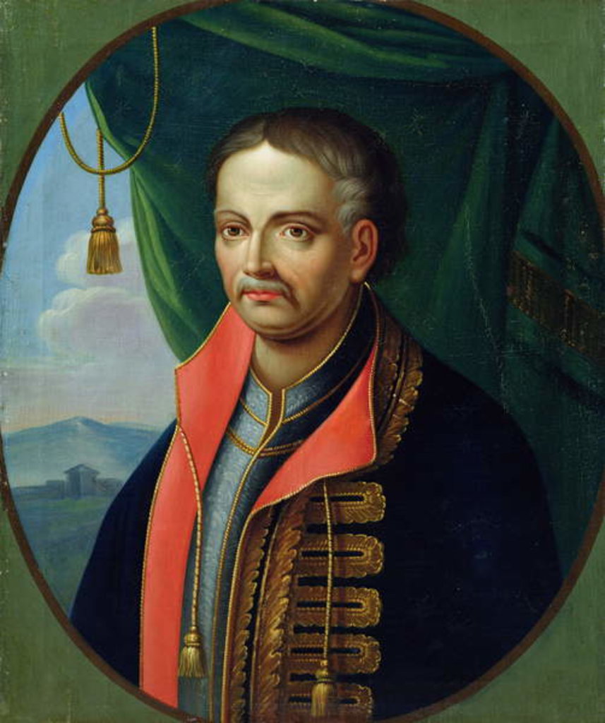 Detail of Portrait of Ivan Mazepa, hetman of the Ukrainian cossacks by Stepan Zemlykov