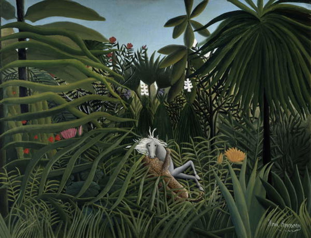 Detail of Jaguar Attacking a Horse, 1910 by Henri J.F. Rousseau