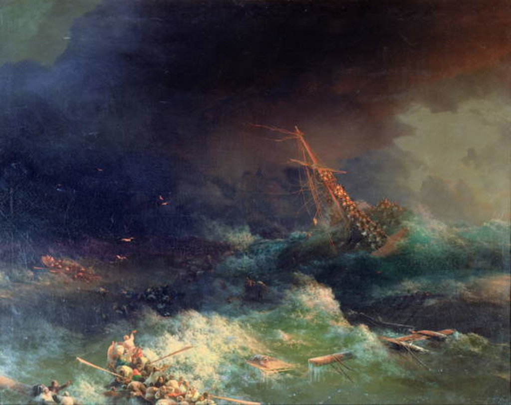 Detail of The Disaster of the Liner Ingermanland at Skagerrake near Norway on August 30th, 1842 by Ivan Konstantinovich Aivazovsky