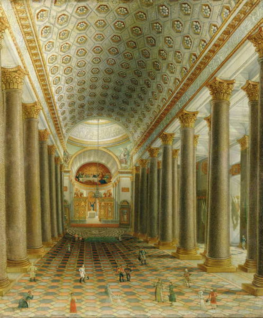 Detail of Interior view of the Kazan Cathedral in St. Petersburg by School Russian