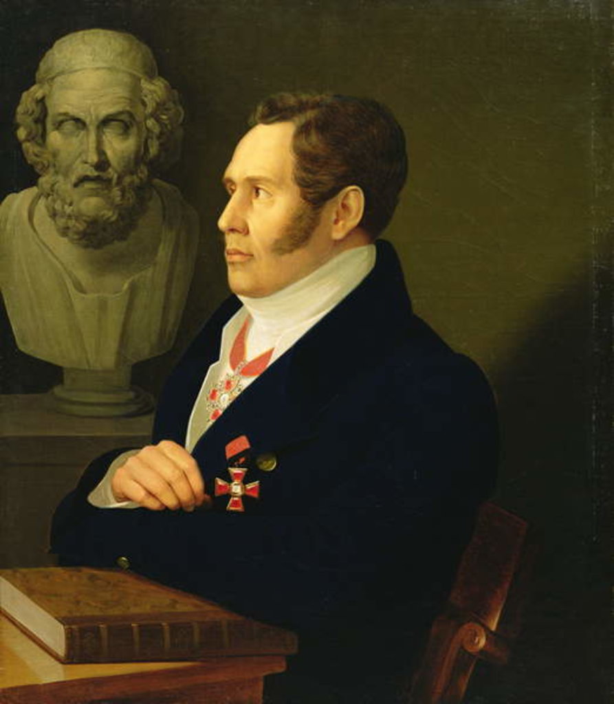 Detail of Portrait of Nikolay Gnedich, 1839 by Mikhail Prokopyevich Vishnevitsky