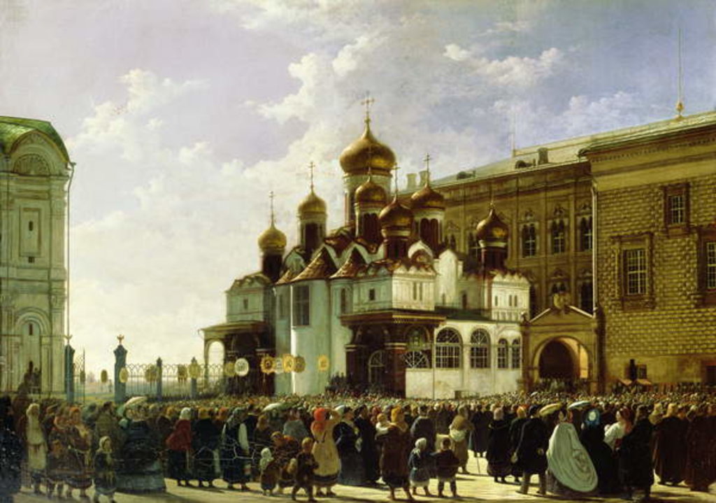 Detail of Easter procession at the Maria Annunciation Cathedral in Moscow, 1860 by Karl-Fridrikh Petrovich Bodri