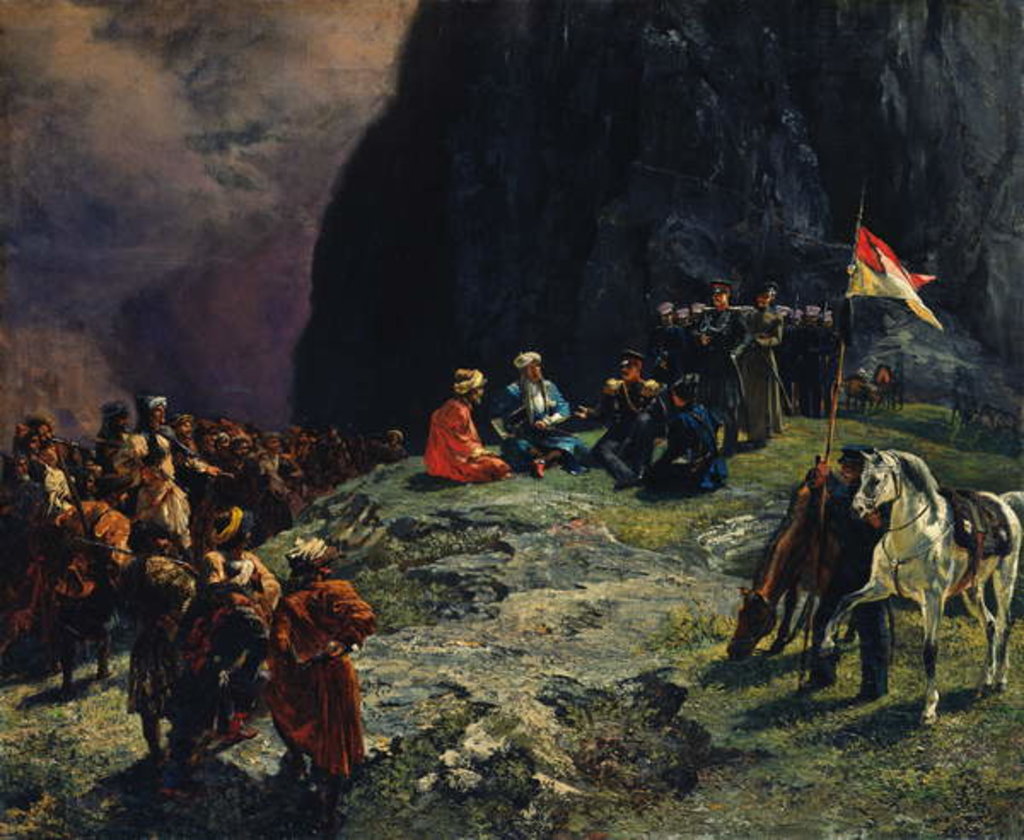 Detail of The Meeting of General Kluke von Klugenau and Imam Shamil in 1837, 1849 by Grigori Grigorevich Gagarin