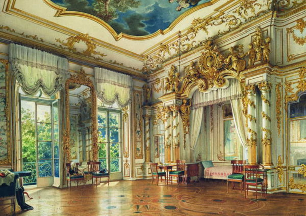 Detail of Bedroom of Tsar Alexander I in the Alexander Palace, Tsarskoye Selo, 1855 by Luigi Premazzi