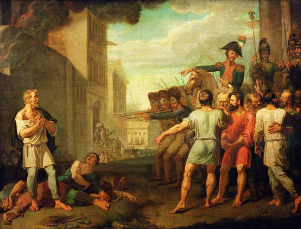 Detail of The execution of the Russians by French soldiers in 1812, 1813 by Mikhail Tikhonov