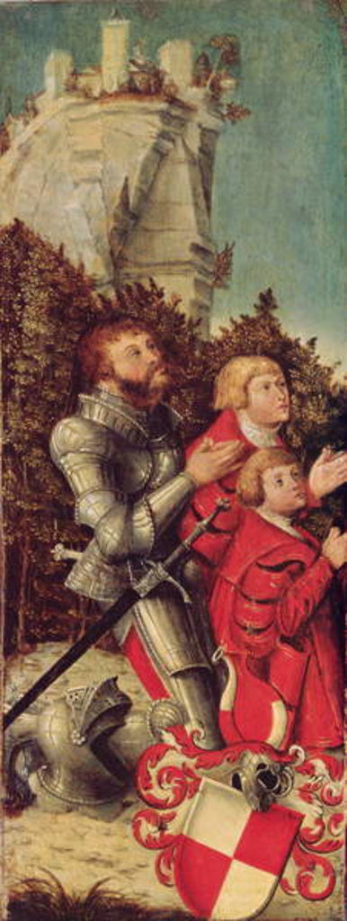 Detail of Portrait of a Knight with his two sons, c.1518-25 by Lucas the Elder Cranach