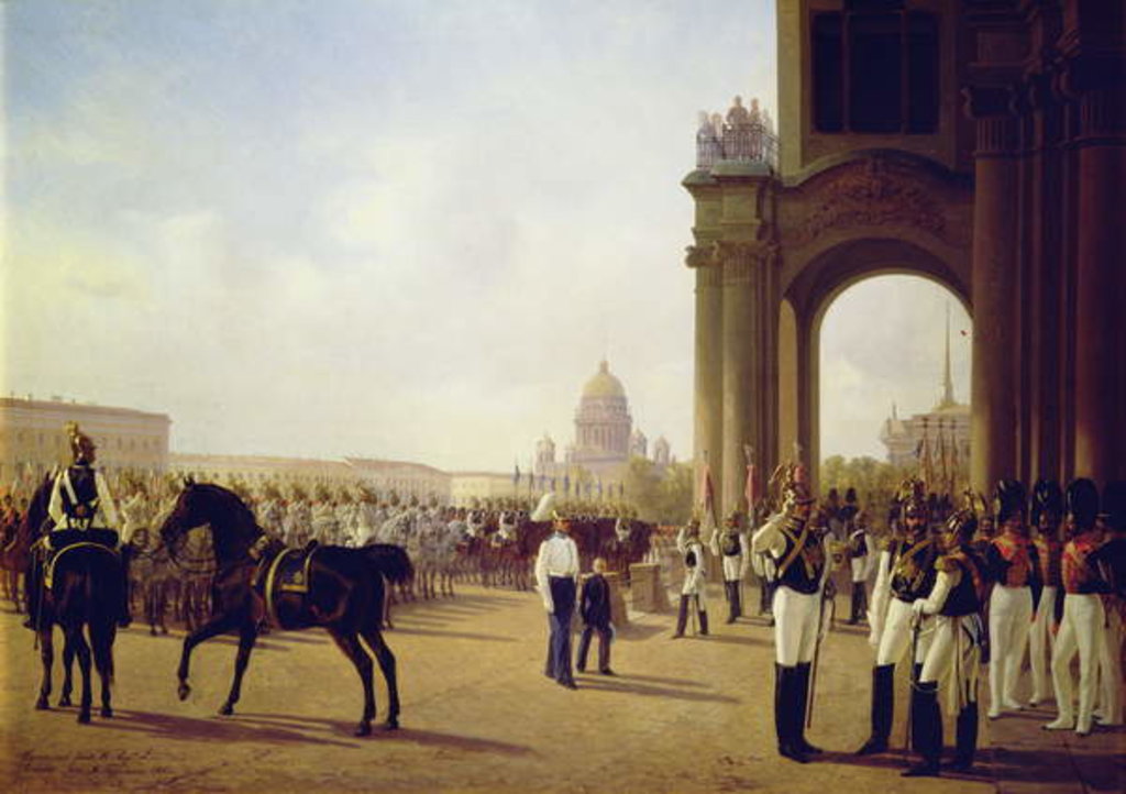 Detail of Parade at the Palace Square in St. Peterburg by Adolphe Ladurner