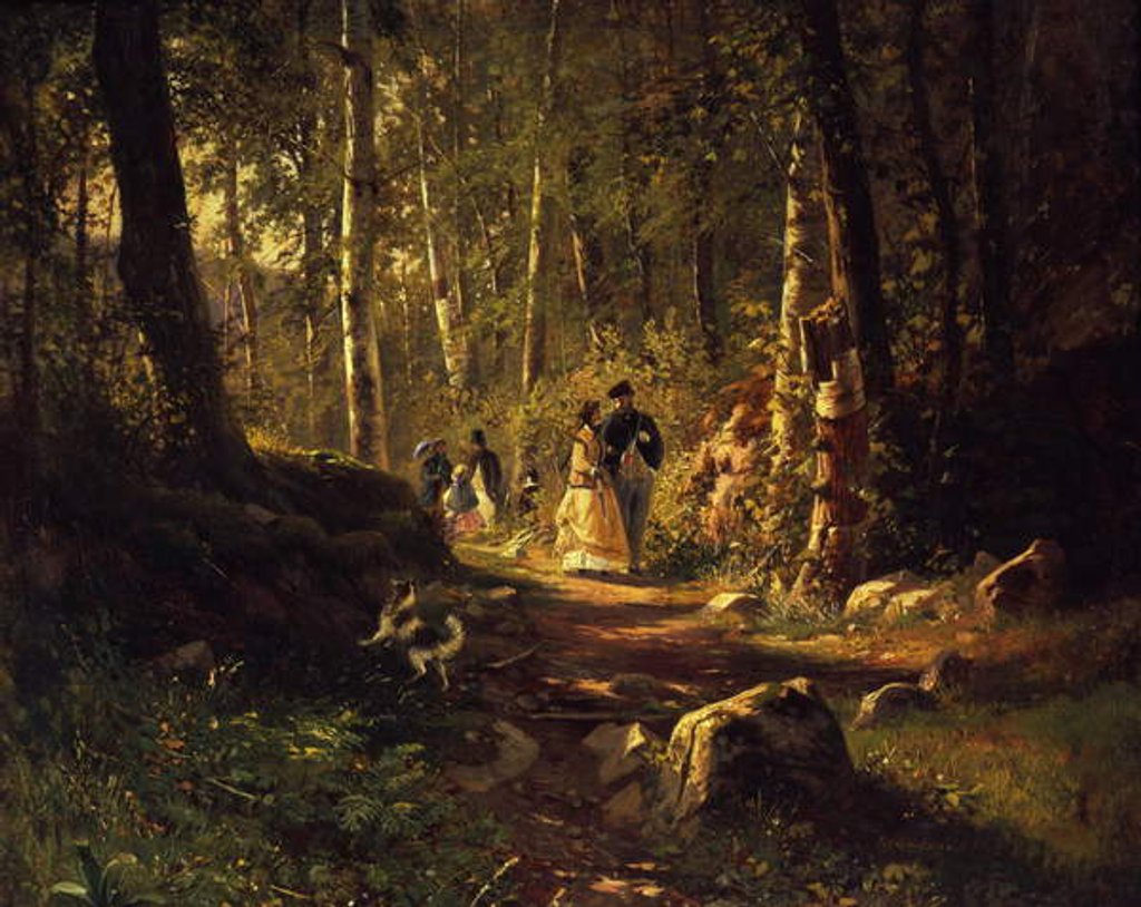 Detail of A walk in a forest, 1869 by Ivan Ivanovich Shishkin