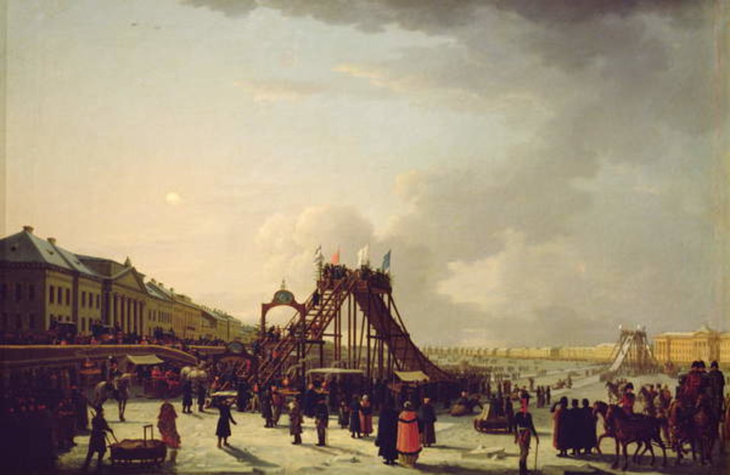 Detail of The rollercoasters on the Neva in St. Petersburg, 1803 by School Russian