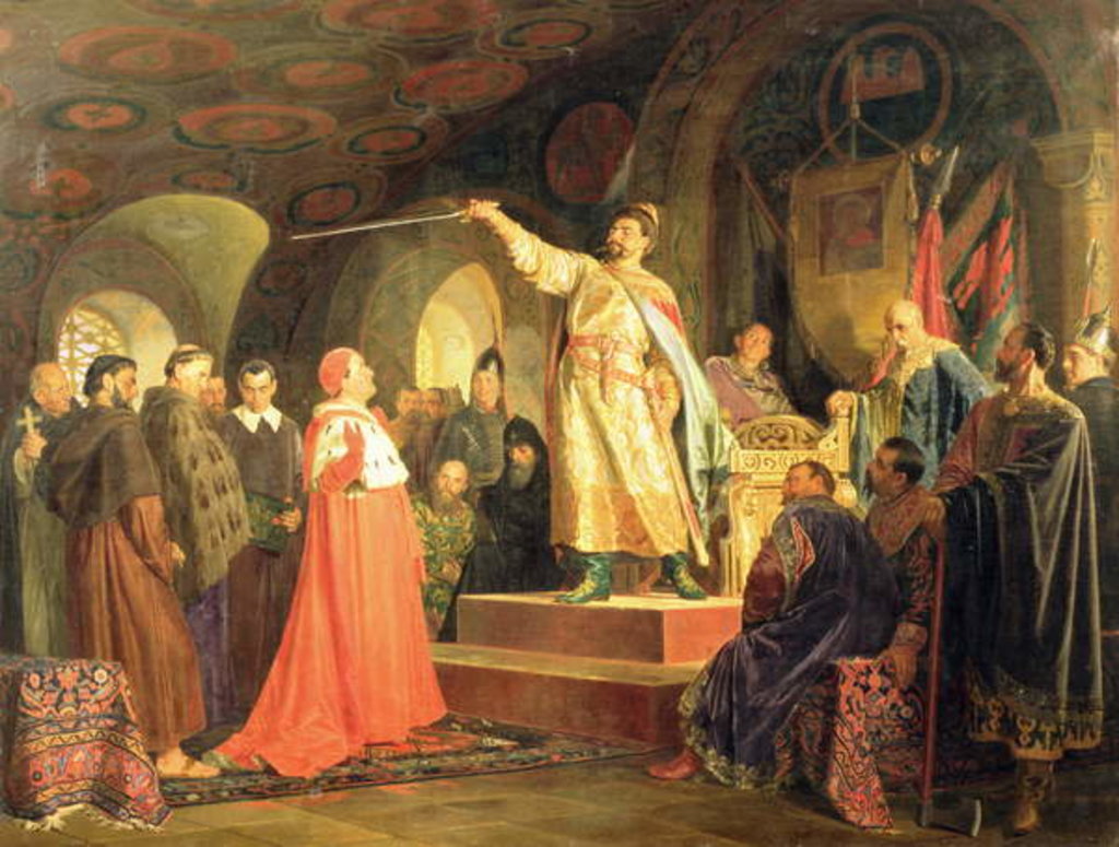 Detail of Prince Roman of Halych-Volhynia receiving the ambassadors of Pope Innocent III, 1875 by Nikolai Vasilievich Nevrev