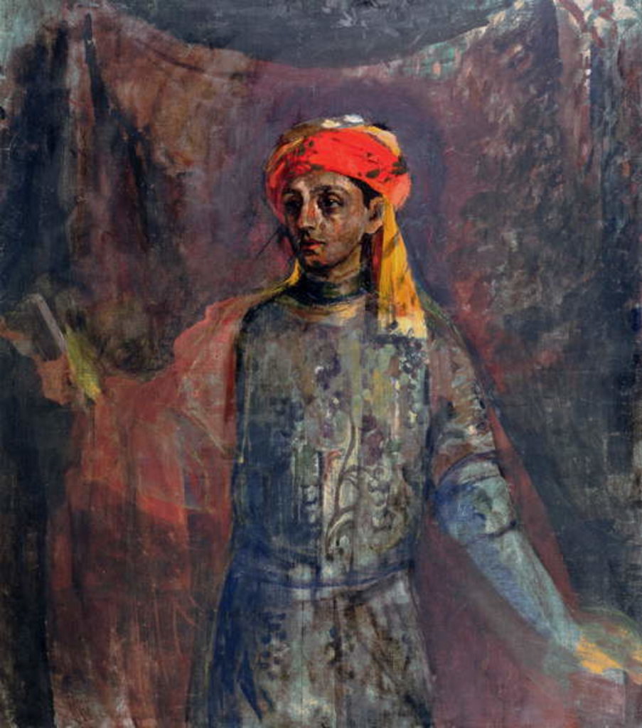 Detail of Portrait of Mikhail Kuzmin, 1911-12 by Nikolaj Nikolaevic Sapunov