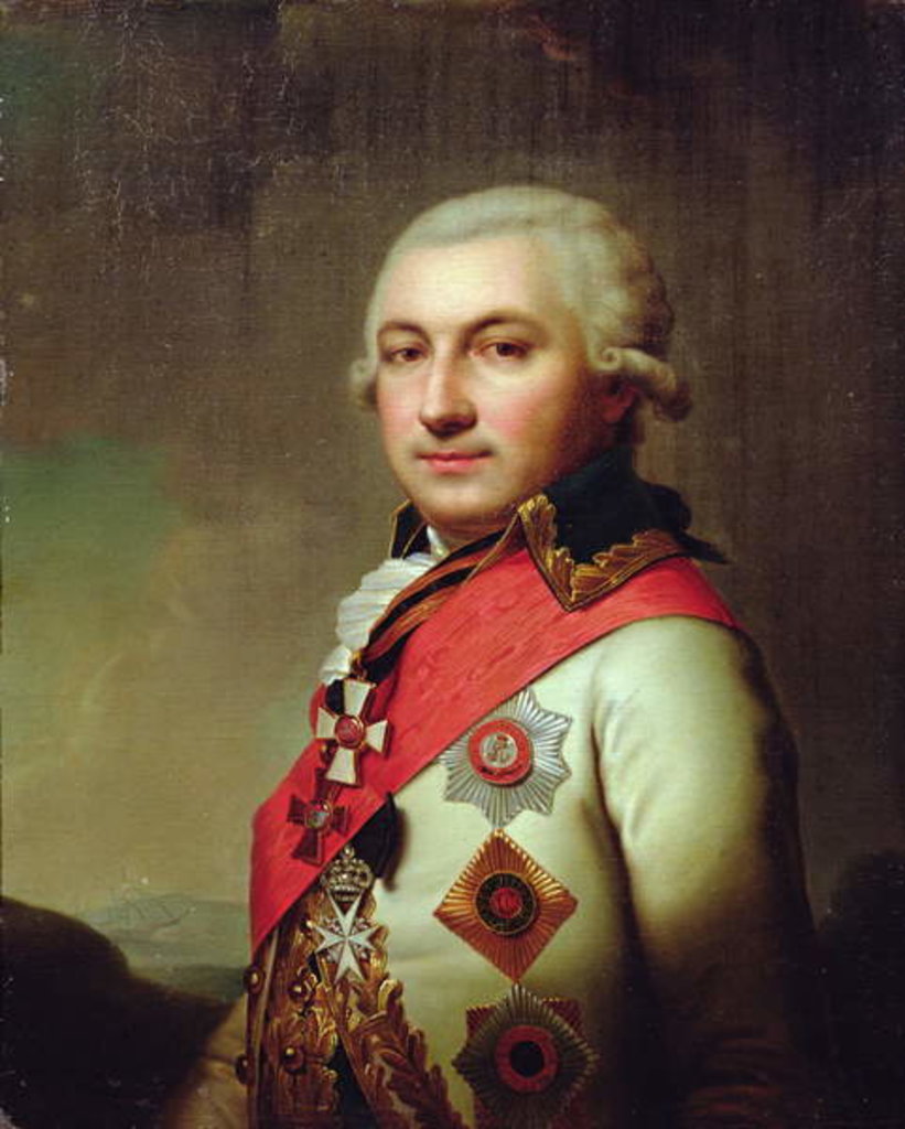 Detail of Portrait of Admiral Jose de Ribas, after 1796 by School Russian