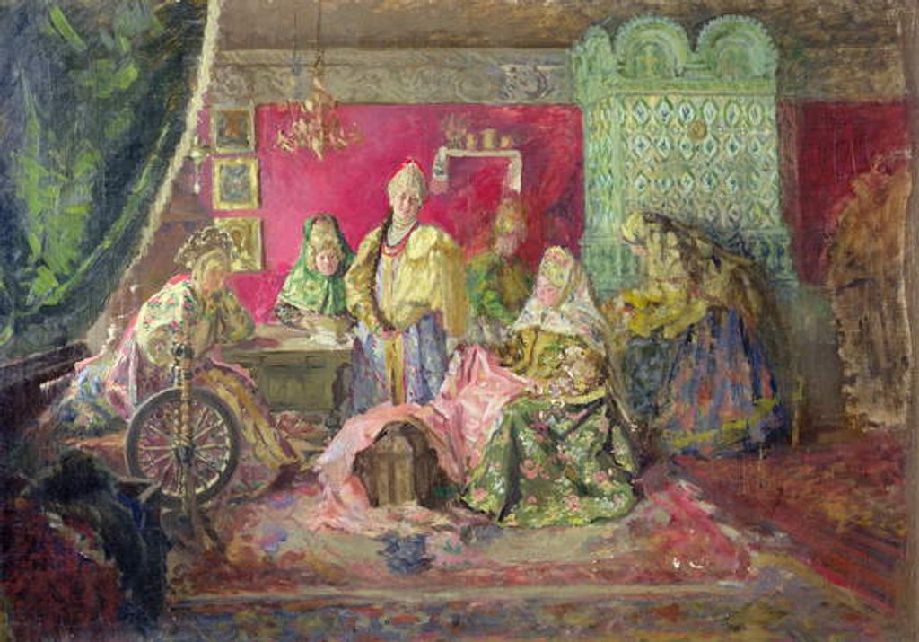 Detail of In a Boyar House by Ivan Semyonovich Kulikov