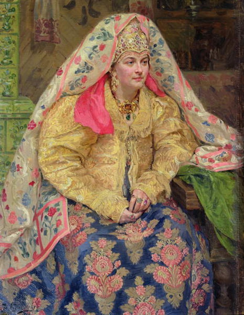 Detail of Woman in Old Russian Dress, 1916 by Ivan Semyonovich Kulikov