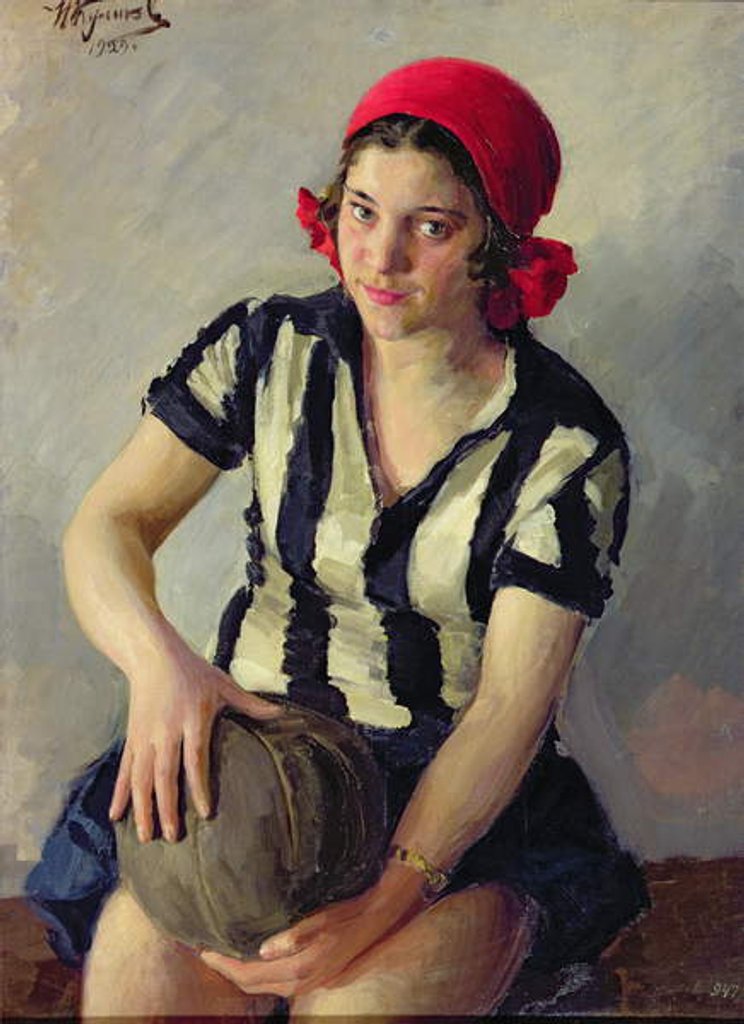 Detail of A sportswoman, 1928 by Ivan Semyonovich Kulikov