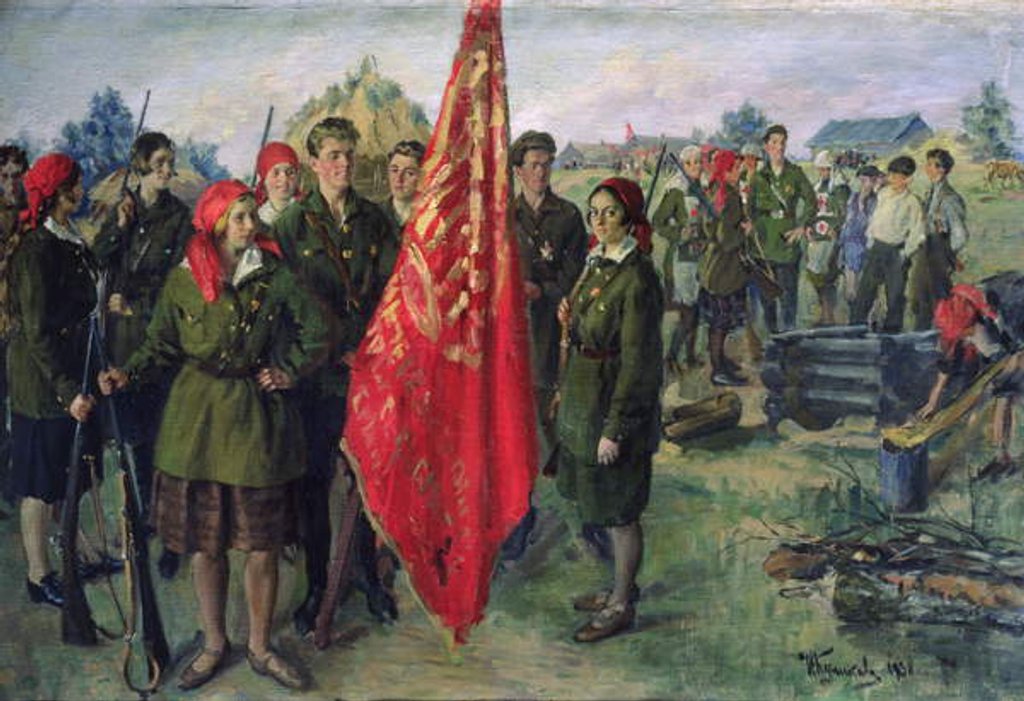 Detail of Militarised Komsomol, 1930 by Ivan Semyonovich Kulikov