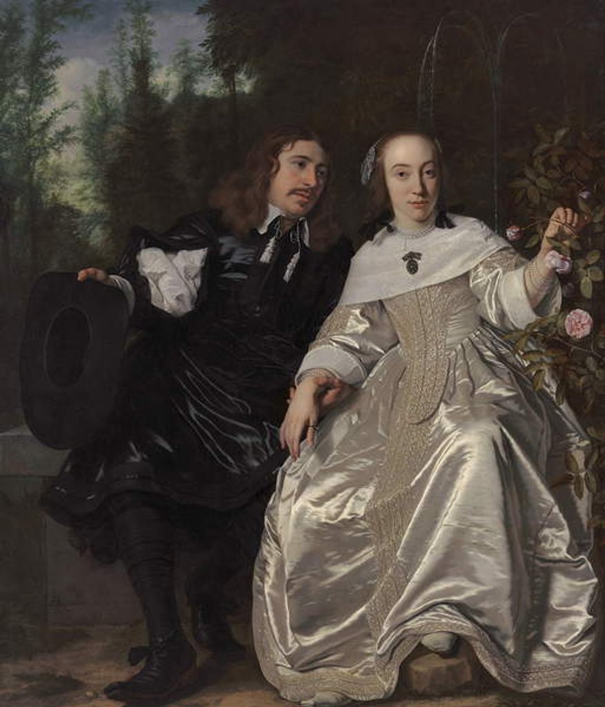 Detail of Abraham del Court and his wife Maria de Kaersgieter, 1654 by Bartolomeus van der Helst