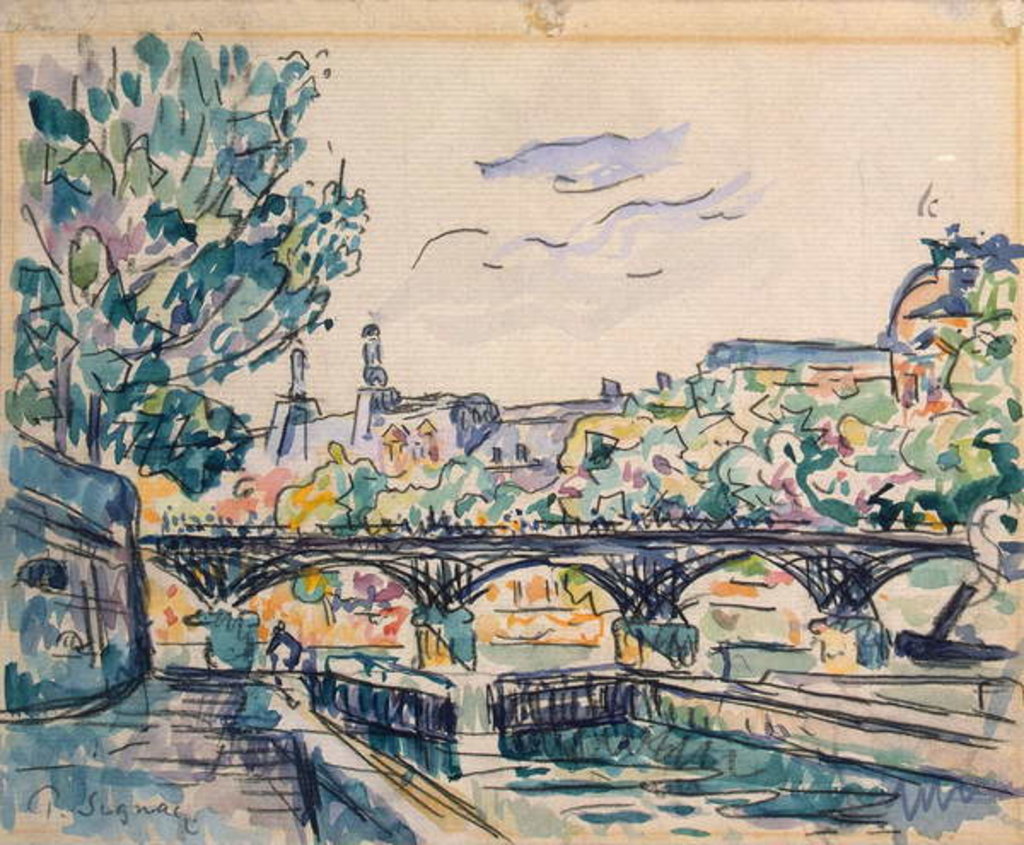 Detail of Bank of the Seine near the Pont des Arts, with a view of the Louvre by Paul Signac