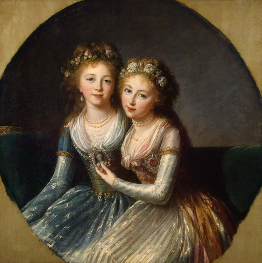 Detail of Portrait of Grand Duchesses Alexandra Pavlovna and Elena Pavlovna of Russia, 1796 by Elisabeth Louise Vigee-Lebrun