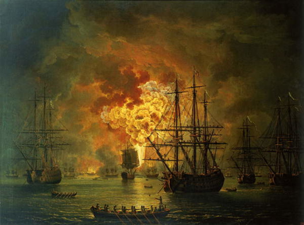 Detail of The Destruction of the Turkish Fleet at the Bay of Chesma, 1772 by Jacob-Philippe Hackert