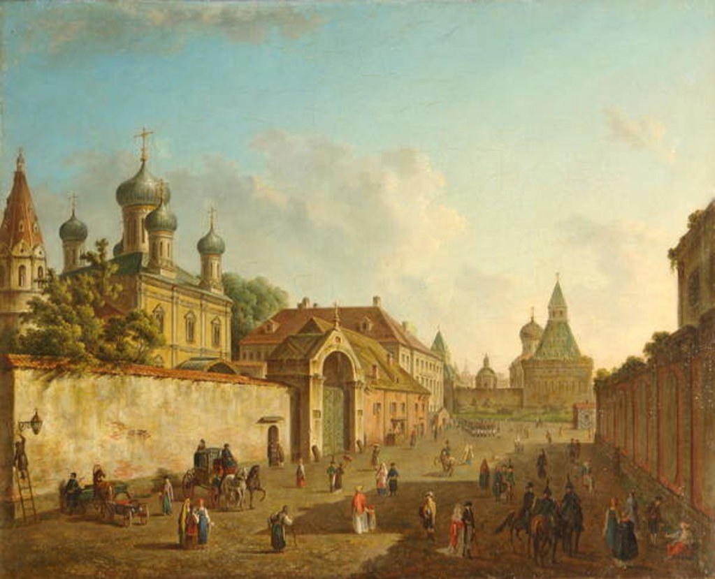 Detail of View from the Lubyanka Square to the Vladimir Gate in Moscow by Fyodor Alexeyev