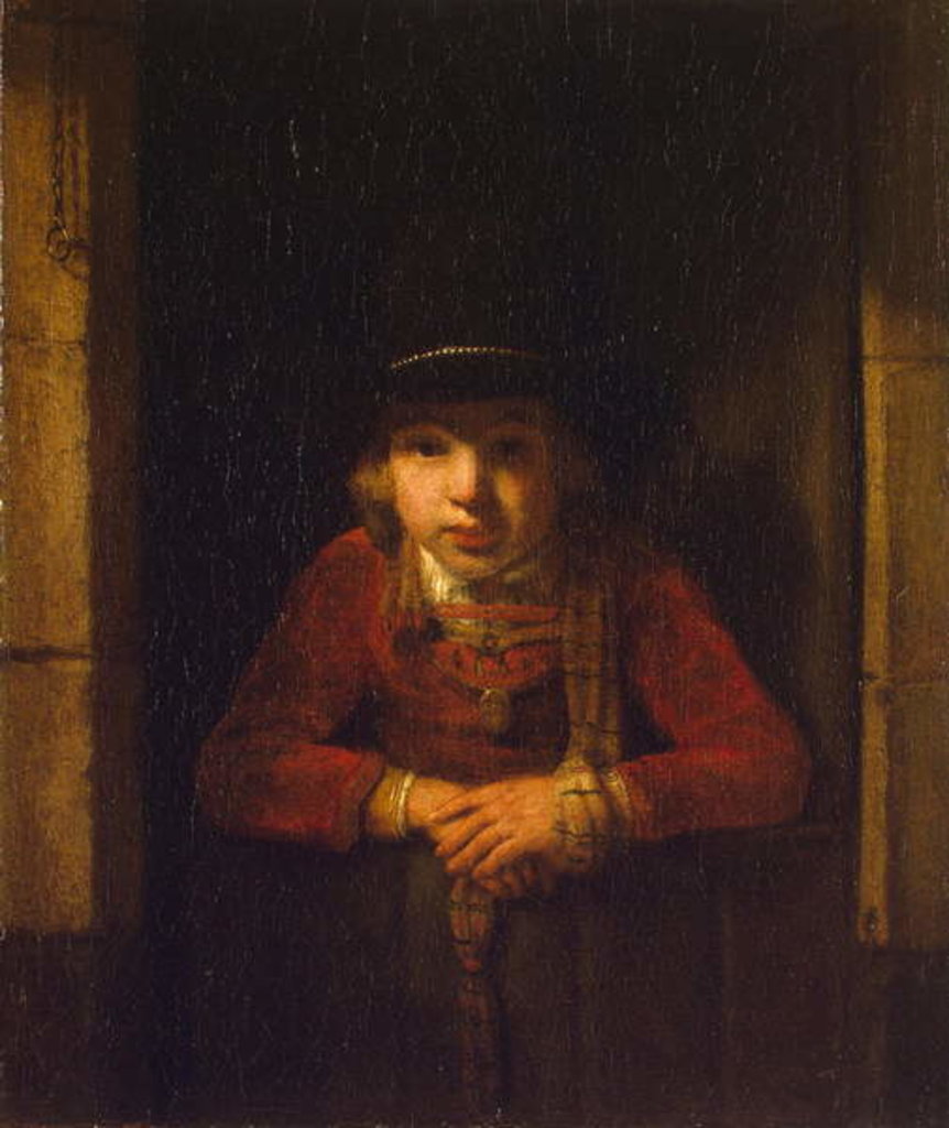 Detail of Boy Looking through the Window, c.1647 by Samuel van Hoogstraten